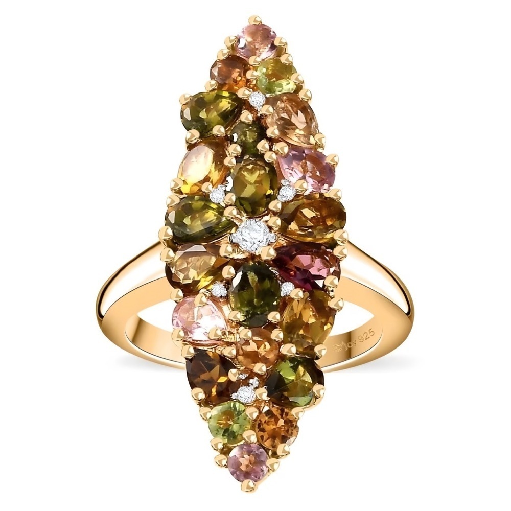 MAKE ME AN OFFER !!! Multi Tourmaline 18k Gold Vermeil Cocktail Ring MSRP $550 - Picture 1 of 11